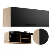 Szafki łazienkowe - Szafka Łazienkowa Wisząca Pozioma 100 Dąb Złoty Craft 80cm Fronty Czarne - miniaturka - grafika 1