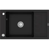 Zlewozmywaki - Mexen Elias zlewozmywak granitowy 1-komorowy z krótkim ociekaczem 795 x 480 mm, czarny - 6511791005-77 - miniaturka - grafika 1