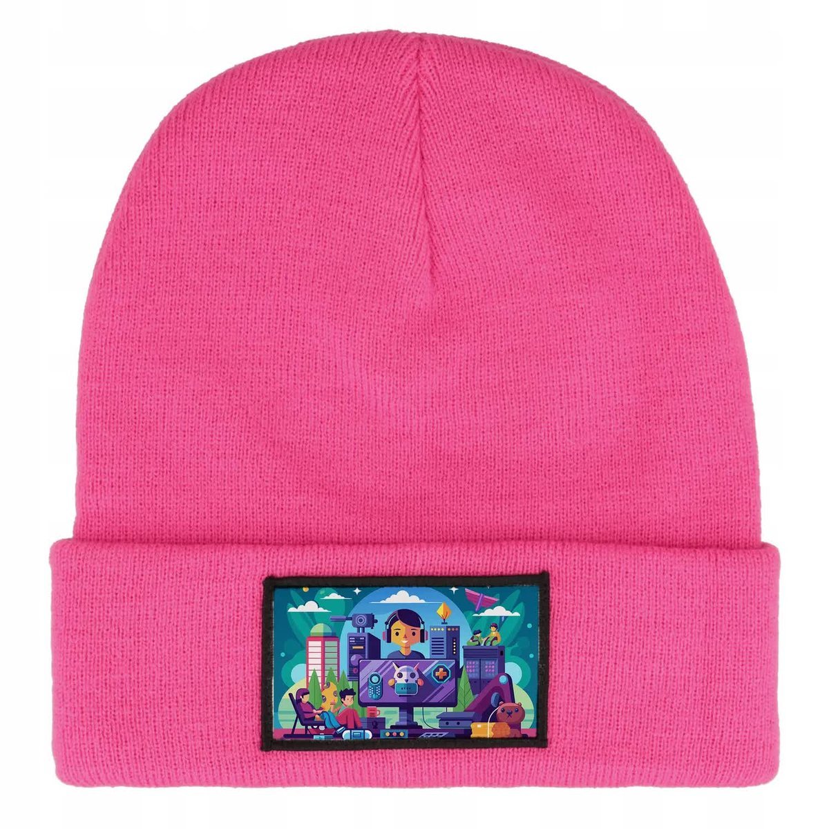 CZAPKA ZIMOWA CIEPŁA RÓŻOWA DZIECIĘCA Z MOTYWEM STUMBLE & WIN MIX WZORÓW