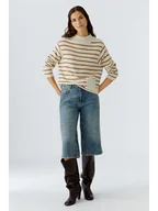 Swetry damskie - Oui Sweter w kolorze karmelowo-kremowym - miniaturka - grafika 1