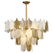 Lampy sufitowe - Lampa wisząca Secret D824P-800 Step do salonu listki białe złote - miniaturka - grafika 1