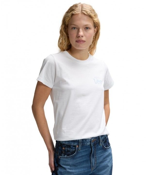 T-shirt damskie lee 112377788 bright biały