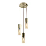 Lampy sufitowe - Globo Lighting Wisząca LAMPA loftowa ANNIKA 21000-3HM szklana OPRAWA kaskada ZWIS tuby mosiężne bursztynowe 21000-3HM - miniaturka - grafika 1