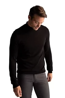 Koszulki męskie - DeFacto Męski sweter z dzianiny z długim rękawem okrągły dekolt - slim fit sweter dla mężczyzn topy (czarny, S), czarny, S - grafika 1