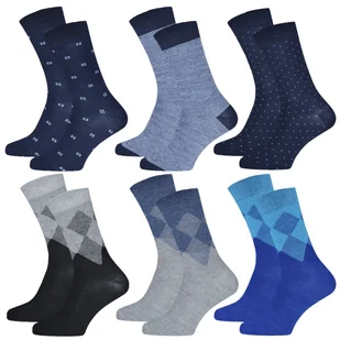 Skarpety męskie bawełniane 43/46 zestaw 6 par eleganckie wzory skarpetek - Skarpetki męskie - miniaturka - grafika 1