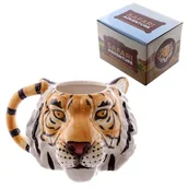 Kubki - Puckator Biały ceramiczny kubek mug227 Tiger Head wzornictwo Czarny/biały/pomarańczowy MUG227 - miniaturka - grafika 1