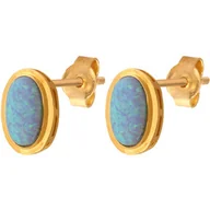 Kolczyki - Złote kolczyki 585 z naturalnym kamieniem Opal - miniaturka - grafika 1