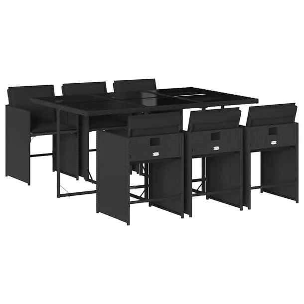 Zestaw mebli ogrodowych 165 x 106 x 73 cm, czarny, rattan PE, 6 krzeseł