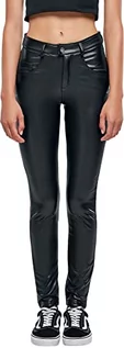 Spodnie damskie - Urban Classics Damskie spodnie ze skóry syntetycznej średniej talii, czarny, 30 - grafika 1