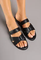 Klapki i japonki damskie - Czarne Klasyczne Klapki z Przeplatanymi Paskami Reavola - miniaturka - grafika 1