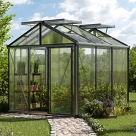 Szklarnie ogrodowe - GFP szklarnia Diamas 21 Light 235x235 cm - grube panele poliwęglanowe ok. 12 mm - kolor: aluminium naturalne - miniaturka - grafika 1
