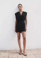 Spódnice - MANGO - Kopertowa sukienka z lyocellu czarny - XS - Kobieta - miniaturka - grafika 1