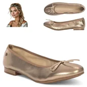 Baleriny - Baleriny Damskie Maciejka SKÓRZANE Eleganckie Baletki Oddychające Złote 38 - MACIEJKA - miniaturka - grafika 1