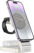 Ładowarki do telefonów - Ładowarka Hoco HOCO ładowarka indukcyjna 3w1 kompatybilna z MagSafe 15W CQ3 biała - miniaturka - grafika 1