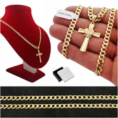 Łańcuszki - MĘSKI ZŁOTY ŁAŃCUSZEK+KRZYŻYK Z ORŁEM PR. 925+585 - miniaturka - grafika 1