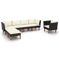 Meble ogrodowe - vidaXL 7-cz. zestaw wypoczynkowy do ogrodu, rattan PE i eukaliptus - miniaturka - grafika 1