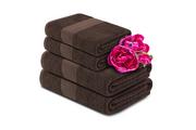 Ręczniki - Komplet ręczników średnich KONSIMO Lente, brązowy, 70x130, 50x90 cm, 4 szt. - miniaturka - grafika 1