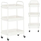 Meble kosmetyczne - Wózek pomocnik fryzjerski kosmetyczny spa do salonu półki regał na kółkach mobilny do salonu biały - miniaturka - grafika 1