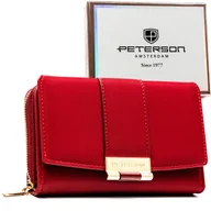 Portfele - Portfel damski, PETERSON, czerwony, skóra ekologiczna, RFID - miniaturka - grafika 1