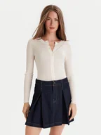 Swetry damskie - Lacoste Kardigan AF4141 Écru Slim Fit - miniaturka - grafika 1