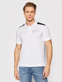 Koszulki męskie - Emporio Armani EA7 Polo 3LPF21 PJ02Z 1100 Biały Slim Fit - grafika 1