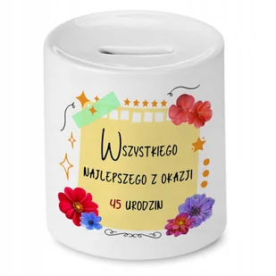 Skarbonka na Urodziny 45 45te 45-te na Prezent z Nadrukiem ze Zdjęciem + Opakowanie na prezent (wzór 01) - Skarbonki - miniaturka - grafika 1