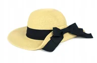 Czapki damskie - Kapelusz Damski Słomkowy Plażowy Elegancki Regulowany Letni Z Kokardą - miniaturka - grafika 1