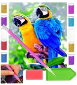 Zabawki kreatywne - Haft diamentowy PAPUGI PARA ary 30x40 OBRAZ duży zabawki kreatywne plastyczne - miniaturka - grafika 1