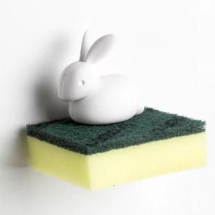 Qualy, Uchwyt na gąbkę - króliczek, biały - Stojaki i wieszaki na papier toaletowy - miniaturka - grafika 1