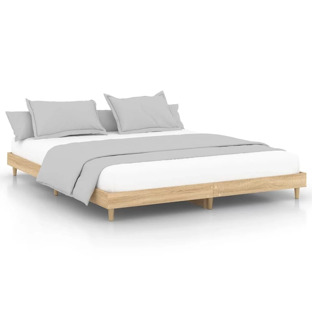 Rama łóżka, dąb sonoma, 180x200 cm, materiał drewn