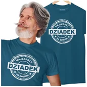 Dzień Babci i Dzień Dziadka - KOSZULKA DLA DZIADKA NA DZIEŃ DZIADKA NAJLEPSZY DZIADEK NA ŚWIECIE CERTYFIKAT KOSZULKA PETROL BLUE - miniaturka - grafika 1
