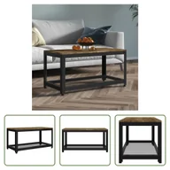 Ławy i stoliki kawowe - The Living Store Stolik kawowy ciemnobrązowo-czarny 90x45x45 cm MDF i żelazo - miniaturka - grafika 1