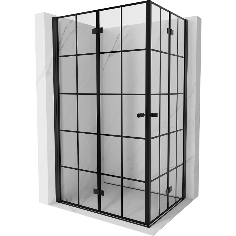 Mexen Mist-F Duo kabina prysznicowa składana 90 x 85 cm, czarna kratka, czarna - 8A6-090L-085P-70-77