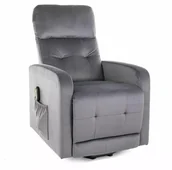 Fotele - Fotel Rozkładany Otus II Velvet Szary Bluvel 14 - miniaturka - grafika 1
