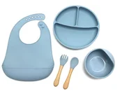 Zestawy naczyń dla dzieci - Zestaw Naczyń Silikonowych Talerzyk Z Trzema Przegródkami [Kolor Niebieski] - miniaturka - grafika 1