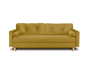 Żółta welurowa sofa 3 osobowa rozkładana ERISO - Sofy i kanapy - miniaturka - grafika 1