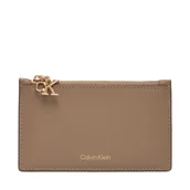 Etui na dokumenty i karty - Etui na karty kredytowe Calvin Klein Ck Zip Cardcase 6Cc LV04F1076G Beżowy - miniaturka - grafika 1