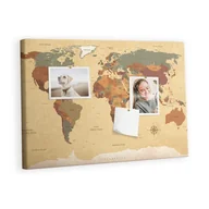 Tablice i flipcharty - Tablica korkowa 60x40 cm, wzór Vintage mapa świata - miniaturka - grafika 1