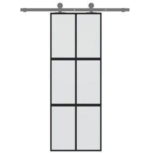 Drzwi przesuwne, czarne, 76x205 cm, szkło hartowane, aluminium 8721012120419 - Drzwi wewnętrzne - miniaturka - grafika 4