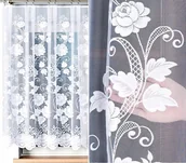 Firany - Firana żakardowa wzór 023006, 300x150cm prosta w kwiaty (z obszyciem) - miniaturka - grafika 1