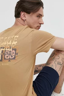 Koszulki męskie - Billabong t-shirt bawełniany BILLABONG X CORAL GARDENERS męski kolor beżowy z nadrukiem - grafika 1