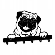 Wieszaki i stojaki - Wieszak na klucze pies Mops WS64 czarny struktura - miniaturka - grafika 1