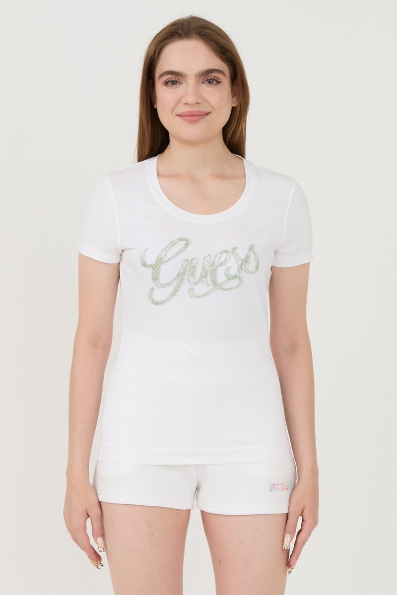 GUESS Biały damski t-shirt Script L