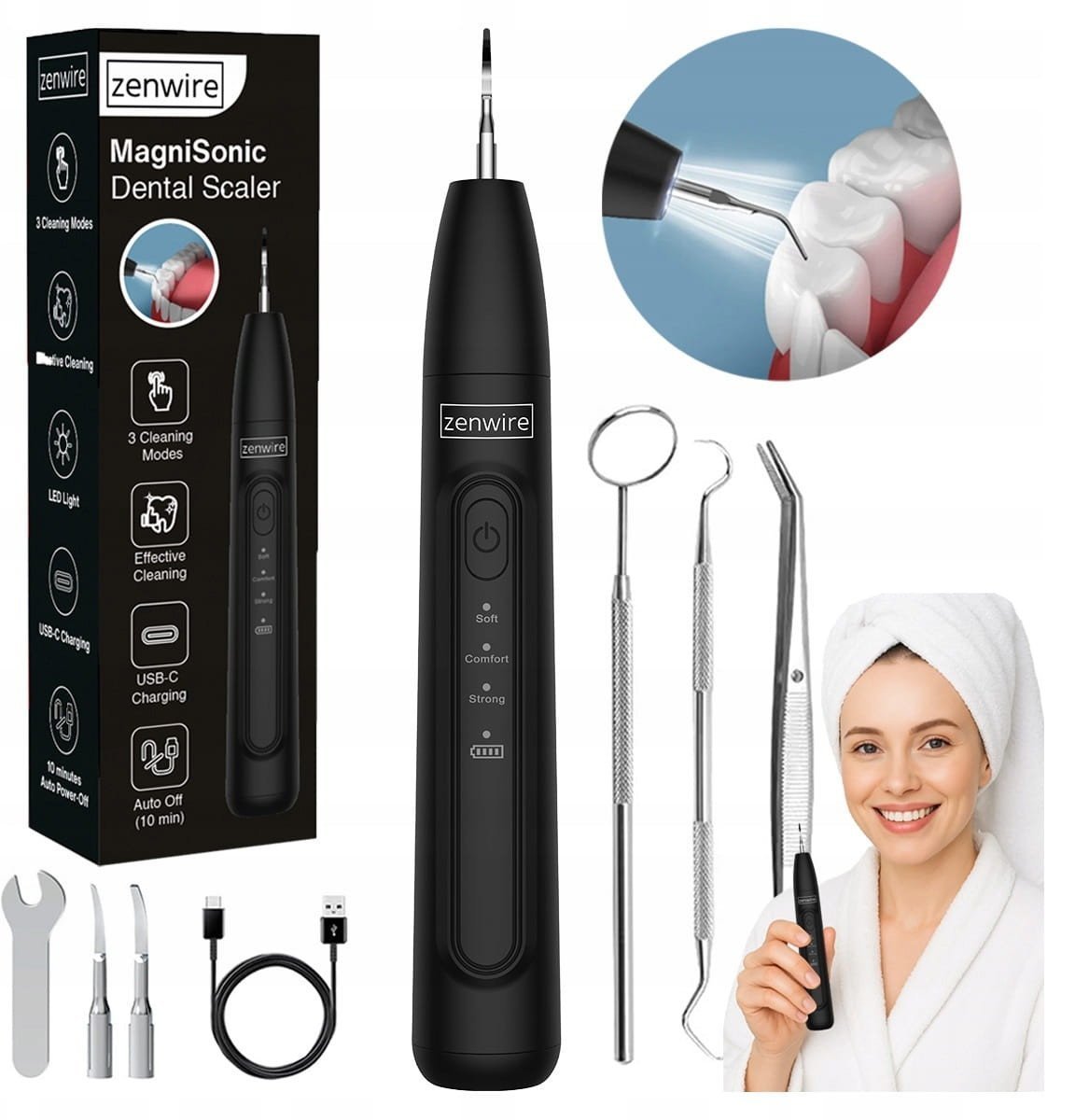 Skaler Ultradźwiękowy do Zębów Usuwania Kamienia Nazębnego Dentystyczny LED