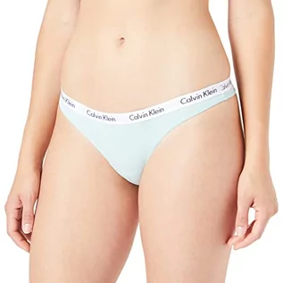 Majtki damskie - Calvin Klein - Idealnie dopasowane stringi - bielizna damska - beżowa - 72% poliamid, 28% elastan - logo Calvin Klein - niski stan - rozmiar XS, Błękitny (Aqua Blue), XS - grafika 1