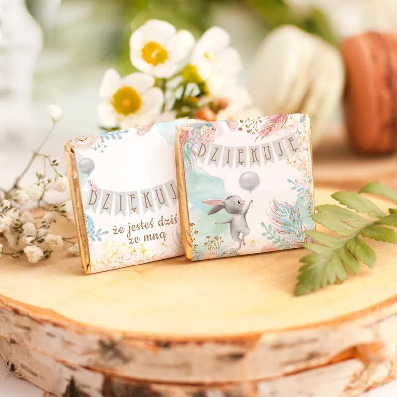 CZEKOLADKI Słodkie Podziękowanie Dla Gości Zajączek 50szt.