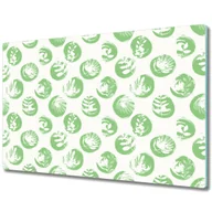 Deski do krojenia - Wytrzymała Deska Kuchenna ze Szkła Hartowanego - Rośliny w zielonych kropkach - 80x52 cm - miniaturka - grafika 1