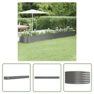 Donice - The Living Store Podwyższona donica - malowana proszkowo stal 440x80x36 cm - szara - Podwyższona Donica - miniaturka - grafika 1