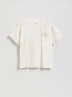 Reserved - Luźny t-shirt z nadrukiem - złamana biel - Koszulki dla dziewczynek - miniaturka - grafika 1