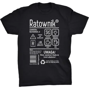 Ratownik Etykieta Koszulka Prezent Dla Ratownika - Koszulki męskie - miniaturka - grafika 1